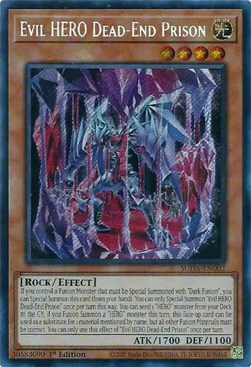 Evil HERO Dead-End Prison [SUDA-EN002] Secret Rare | Jomio and Rueliete's Cards and Comics