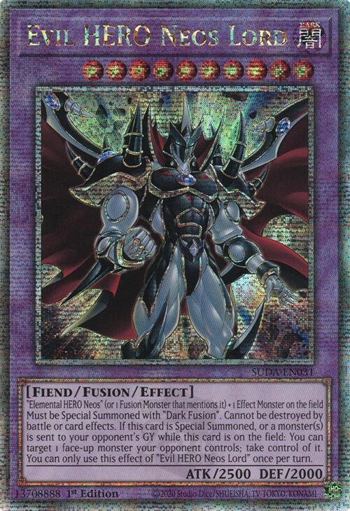 Evil HERO Neos Lord (Quarter Century Secret Rare) [SUDA-EN031] Quarter Century Secret Rare | Jomio and Rueliete's Cards and Comics