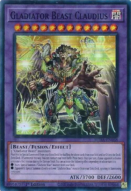 Gladiator Beast Claudius [SUDA-EN038] Super Rare | Jomio and Rueliete's Cards and Comics