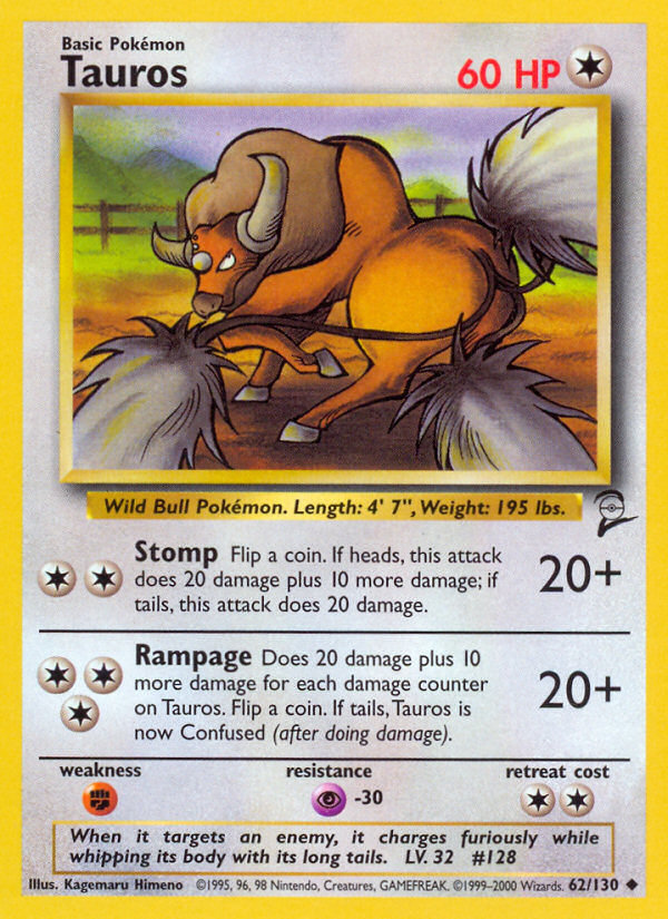 Tauros (62/130) [Base Set 2] | Jomio and Rueliete's Cards and Comics