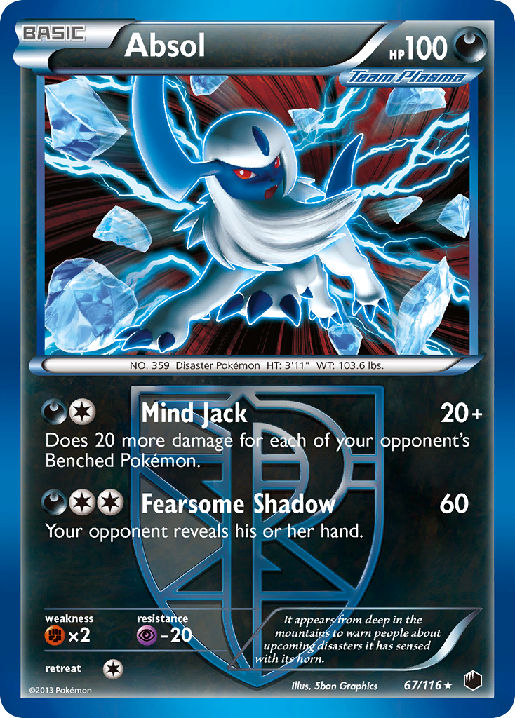 Absol (67/116) [Black & White: Plasma Freeze] | Jomio and Rueliete's Cards and Comics