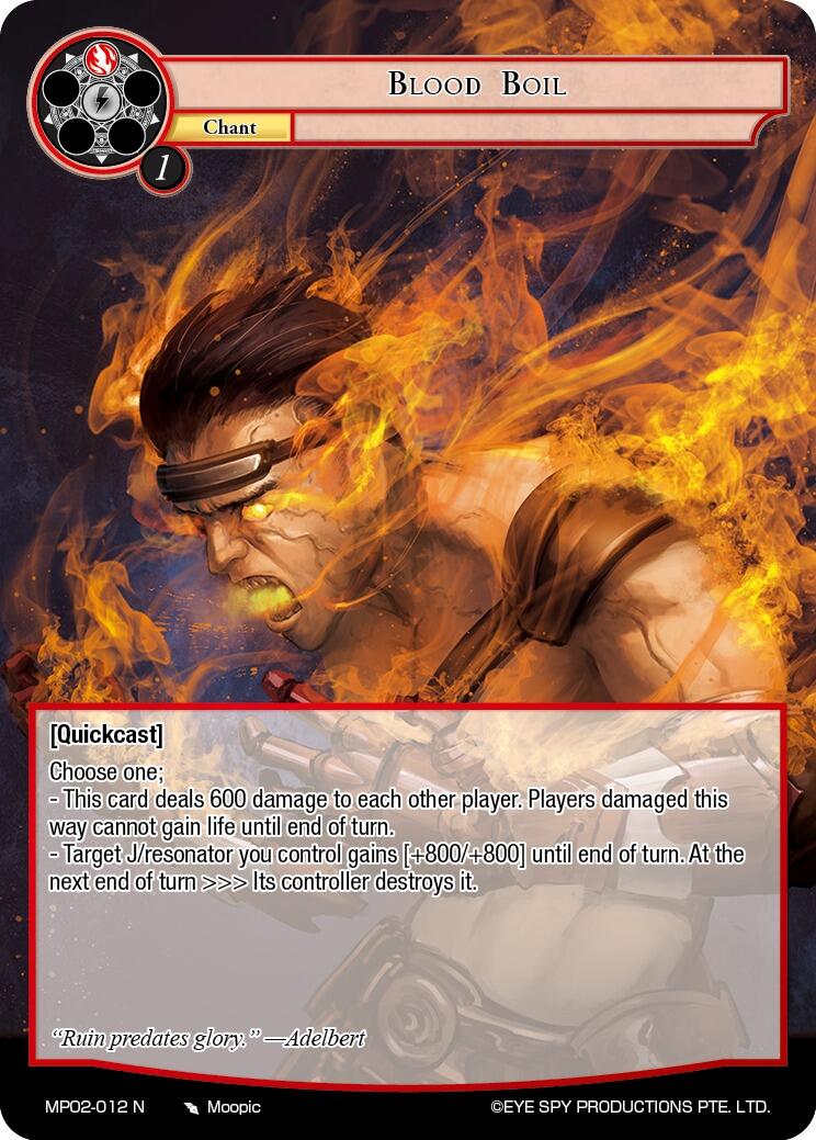 Blood Boil (MP02-012 N) [Masterpiece Collection 02 "Fates Reunited!"] | Jomio and Rueliete's Cards and Comics