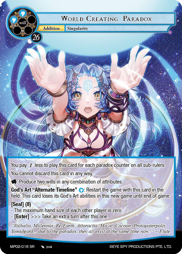 World-Creating Paradox (MP02-016 SR) [Masterpiece Collection 02 "Fates Reunited!"] | Jomio and Rueliete's Cards and Comics