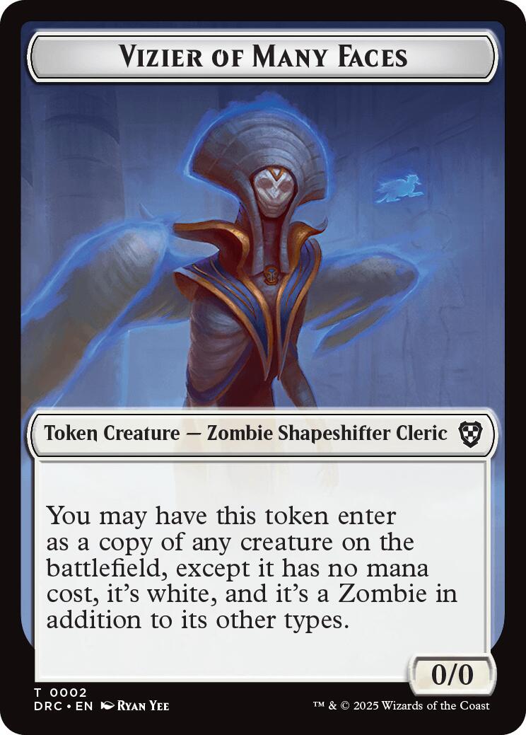 Vizier of Many Faces // Zombie (0003) Double-Sided Token [Aetherdrift Commander Tokens] | Jomio and Rueliete's Cards and Comics
