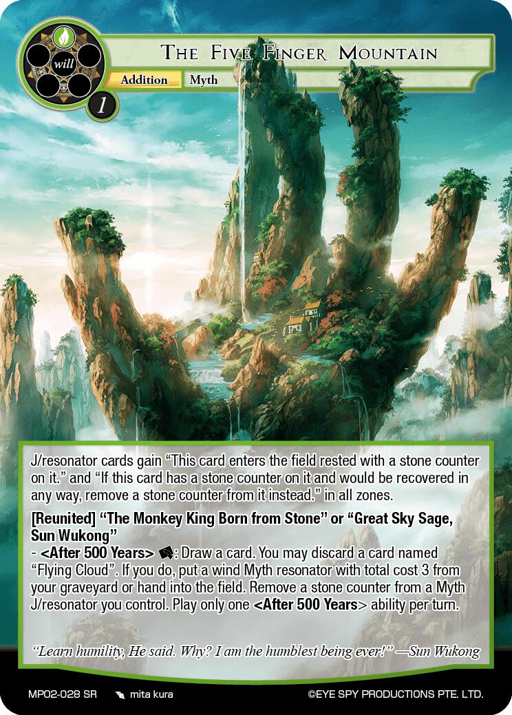 The Five Finger Mountain (MP02-028 SR) [Masterpiece Collection 02 "Fates Reunited!"] | Jomio and Rueliete's Cards and Comics