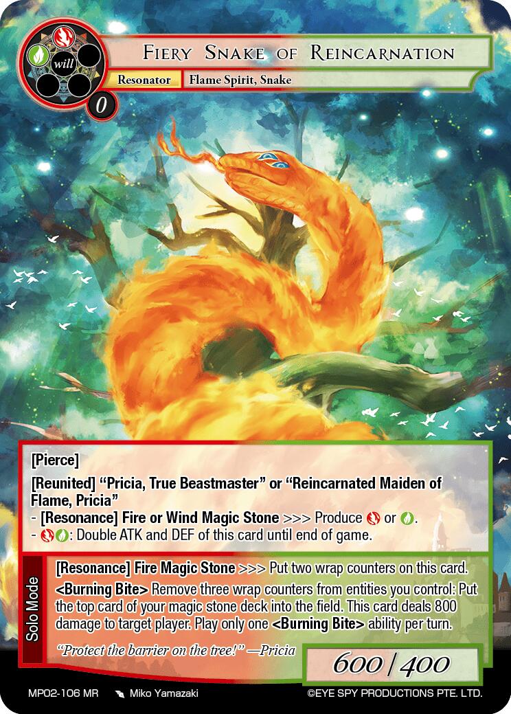 Fiery Snake of Reincarnation (MP02-106 MR) [Masterpiece Collection 02 "Fates Reunited!"] | Jomio and Rueliete's Cards and Comics