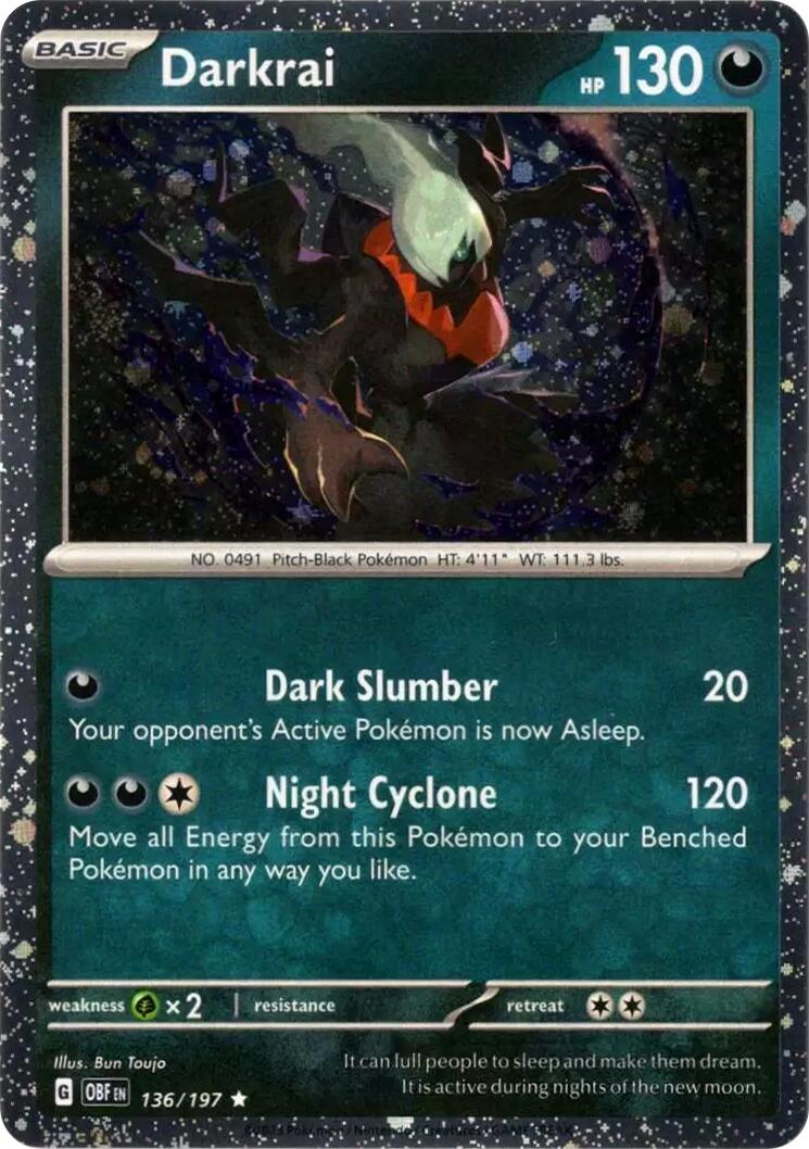 Darkrai (136/197) (Cosmos Holo) [Scarlet & Violet: Obsidian Flames] | Jomio and Rueliete's Cards and Comics