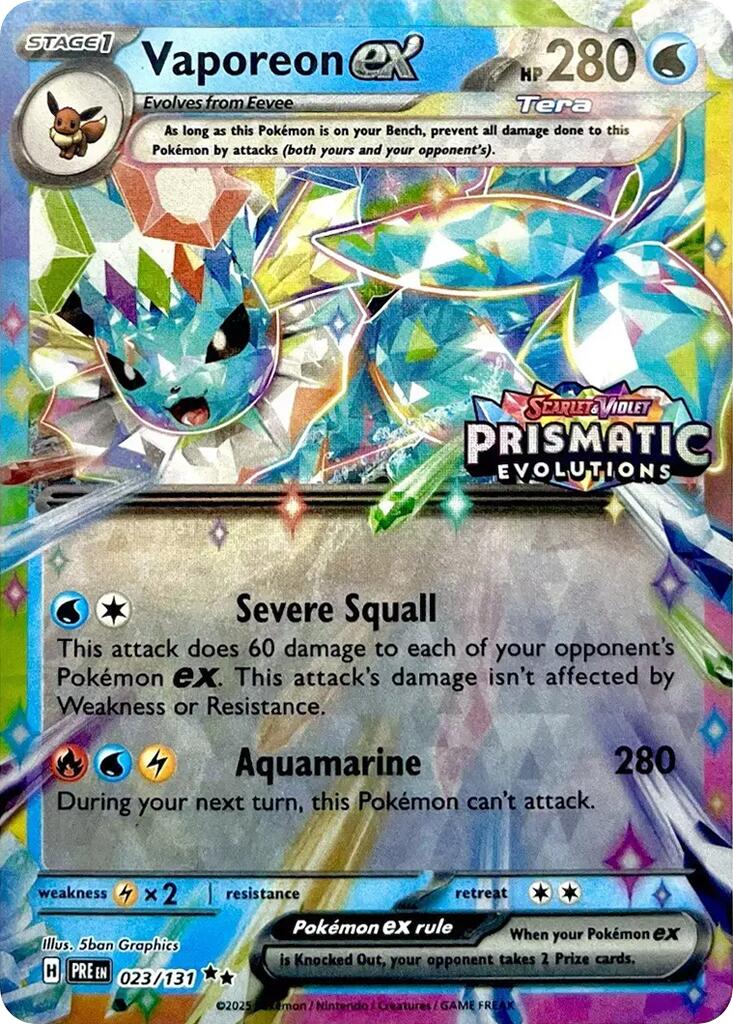 Vaporeon ex (023/131) (Prismatic Evolutions Stamp) [Scarlet & Violet: Prismatic Evolutions] | Jomio and Rueliete's Cards and Comics