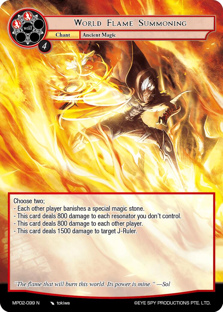 World Flame Summoning (MP02-099 N) [Masterpiece Collection 02 "Fates Reunited!"] | Jomio and Rueliete's Cards and Comics