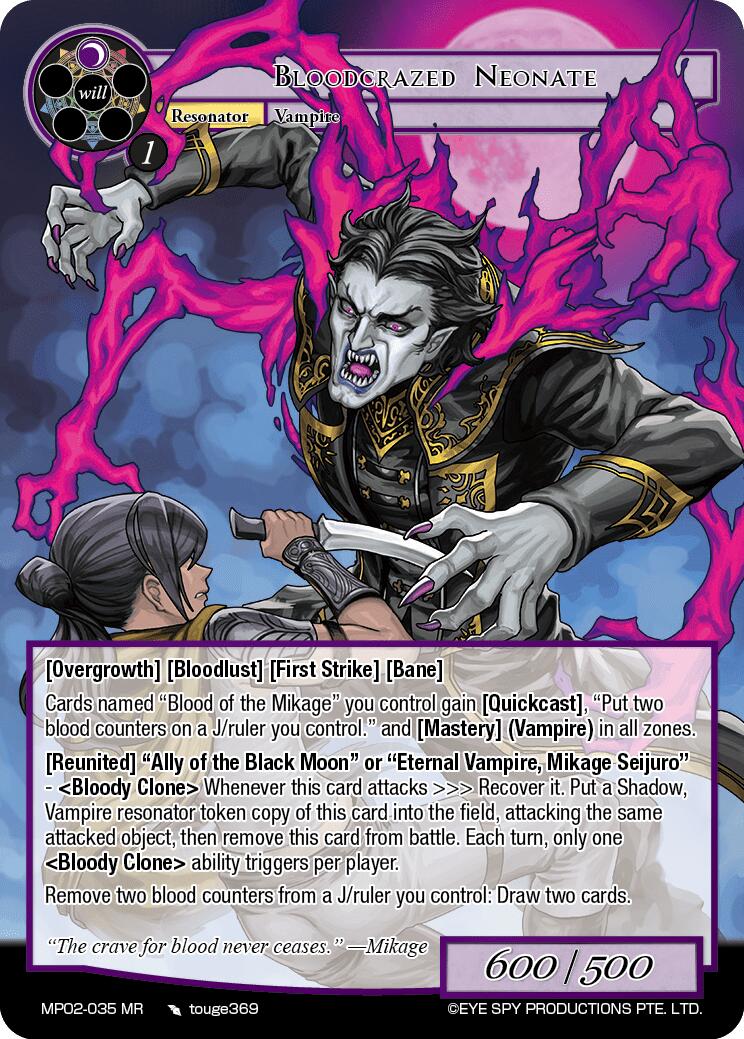 Bloodcrazed Neonate (MP02-035 MR) [Masterpiece Collection 02 "Fates Reunited!"] | Jomio and Rueliete's Cards and Comics
