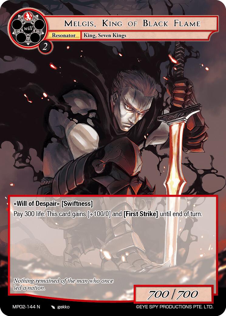 Melgis, King of Black Flame (MP02-144 N) [Masterpiece Collection 02 "Fates Reunited!"] | Jomio and Rueliete's Cards and Comics