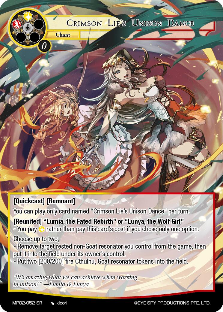 Crimson Lie's Unison Dance (MP02-052 SR) [Masterpiece Collection 02 "Fates Reunited!"] | Jomio and Rueliete's Cards and Comics