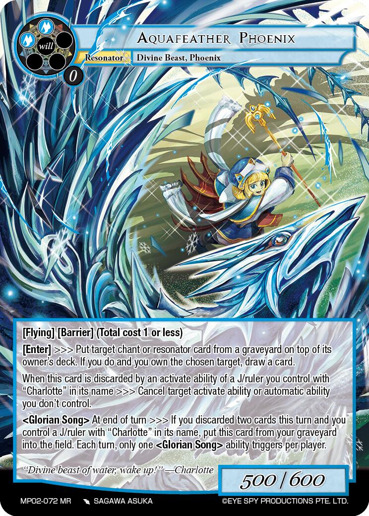 Aquafeather Phoenix (MP02-072 MR) [Masterpiece Collection 02 "Fates Reunited!"] | Jomio and Rueliete's Cards and Comics
