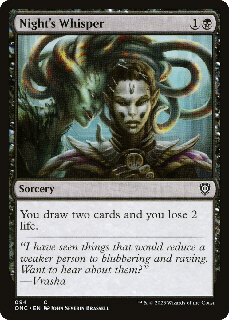 Night's Whisper [Phyrexia: All Will Be One Commander] | Jomio and Rueliete's Cards and Comics