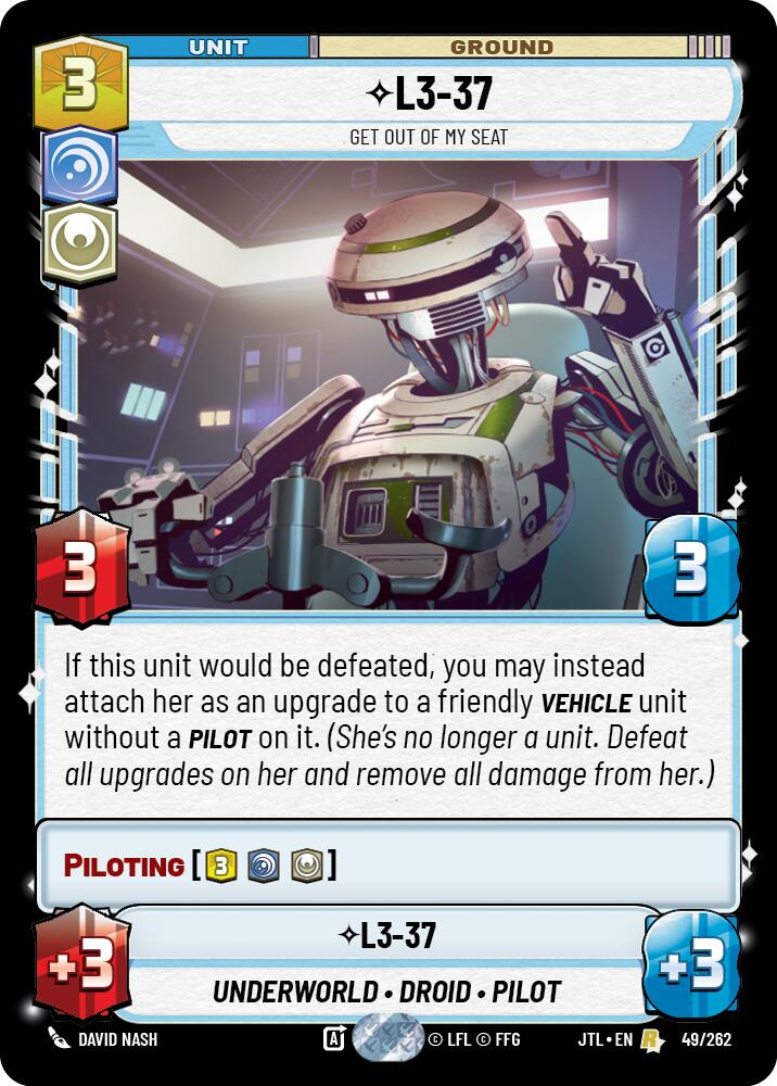 L3-37 - Get Out Of My Seat (049/262) (049/262) [Jump to Lightspeed] | Jomio and Rueliete's Cards and Comics