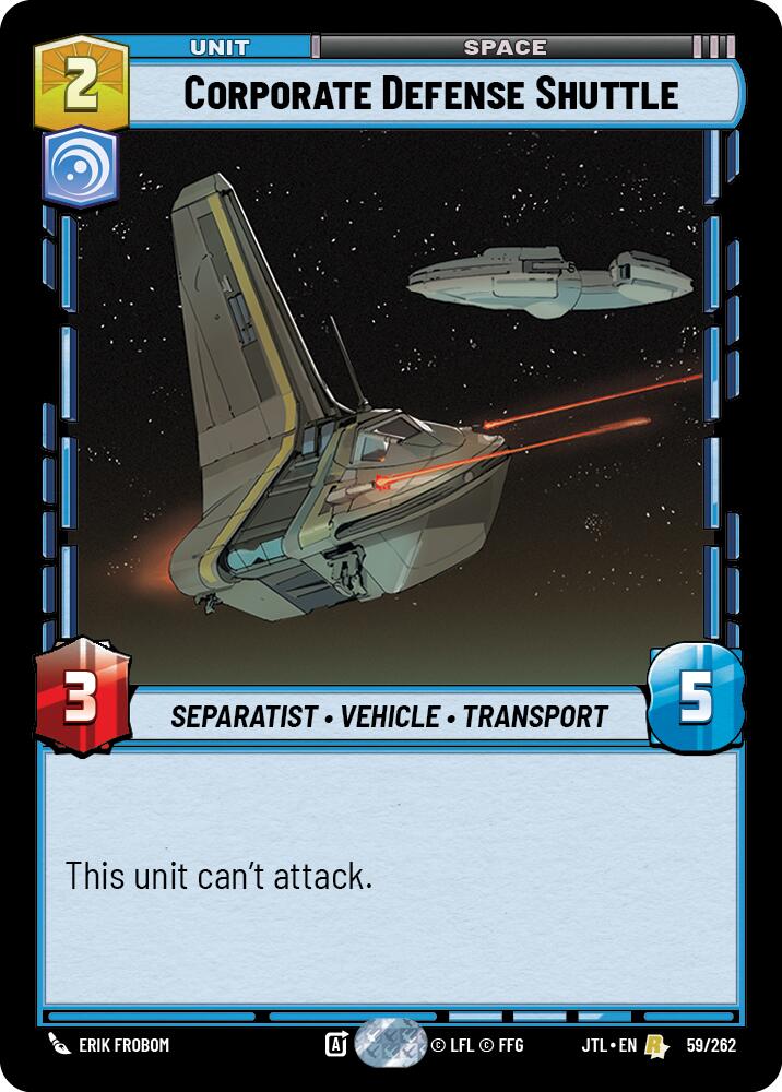 Corporate Defense Shuttle (059/262) (059/262) [Jump to Lightspeed] | Jomio and Rueliete's Cards and Comics