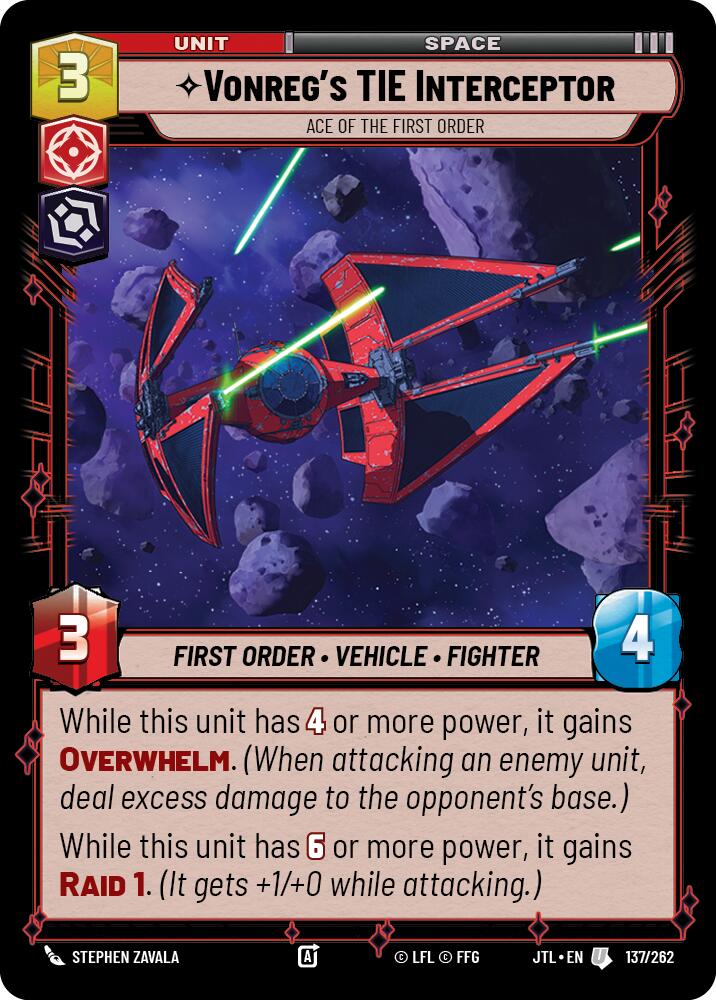 Vonreg's TIE Interceptor - Ace of the First Order (137/262) (137/262) [Jump to Lightspeed] | Jomio and Rueliete's Cards and Comics
