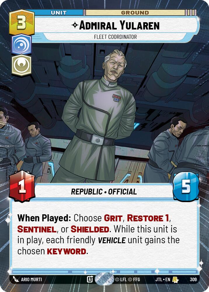Admiral Yularen - Fleet Coordinator (309) (Hyperspace) (309) [Jump to Lightspeed] | Jomio and Rueliete's Cards and Comics