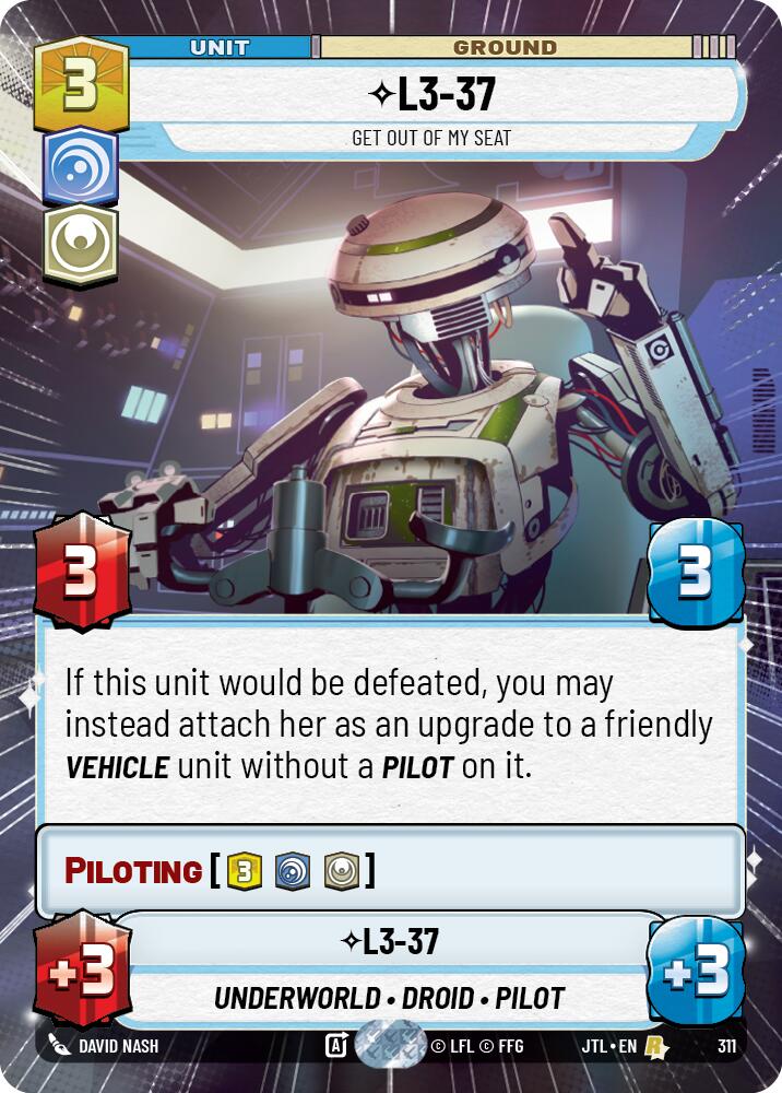 L3-37 - Get Out Of My Seat (311) (Hyperspace) (311) [Jump to Lightspeed] | Jomio and Rueliete's Cards and Comics