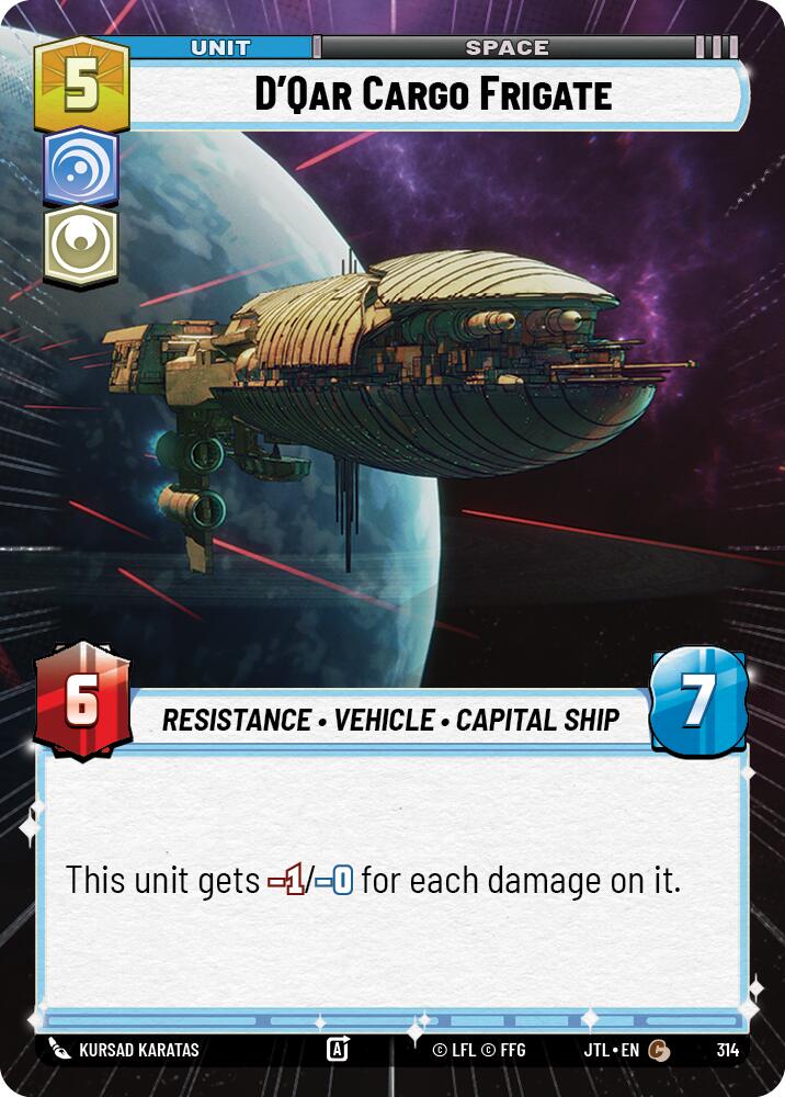 D'Qar Cargo Frigate (314) (Hyperspace) (314) [Jump to Lightspeed] | Jomio and Rueliete's Cards and Comics