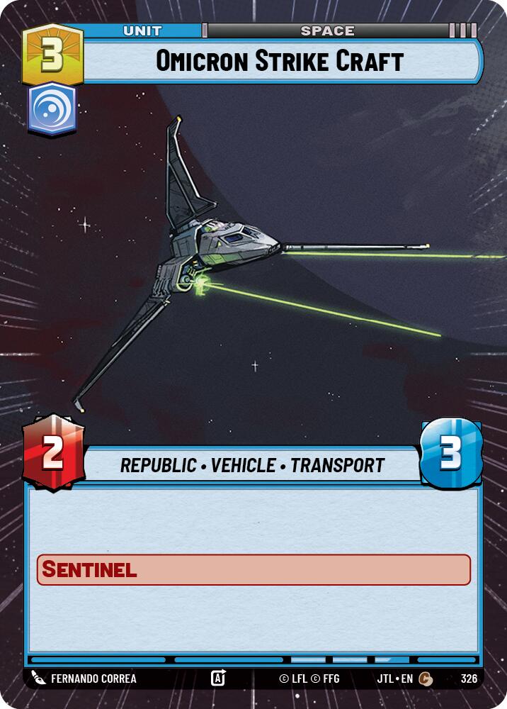 Omicron Strike Craft (326) (Hyperspace) (326) [Jump to Lightspeed] | Jomio and Rueliete's Cards and Comics