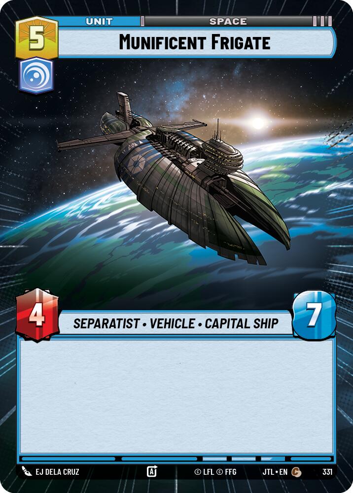Munificent Frigate (331) (Hyperspace) (331) [Jump to Lightspeed] | Jomio and Rueliete's Cards and Comics