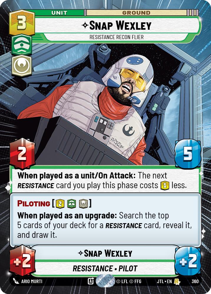 Snap Wexley - Resistance Recon Flier (360) (Hyperspace) (360) [Jump to Lightspeed] | Jomio and Rueliete's Cards and Comics