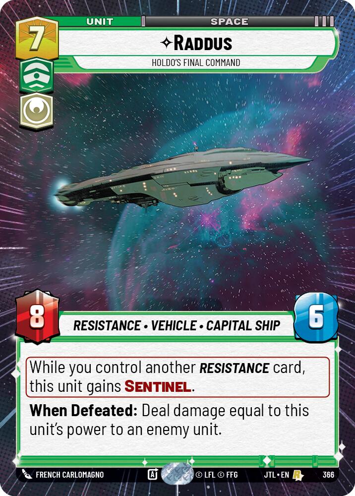 Raddus - Holdo's Final Command (366) (Hyperspace) (366) [Jump to Lightspeed] | Jomio and Rueliete's Cards and Comics