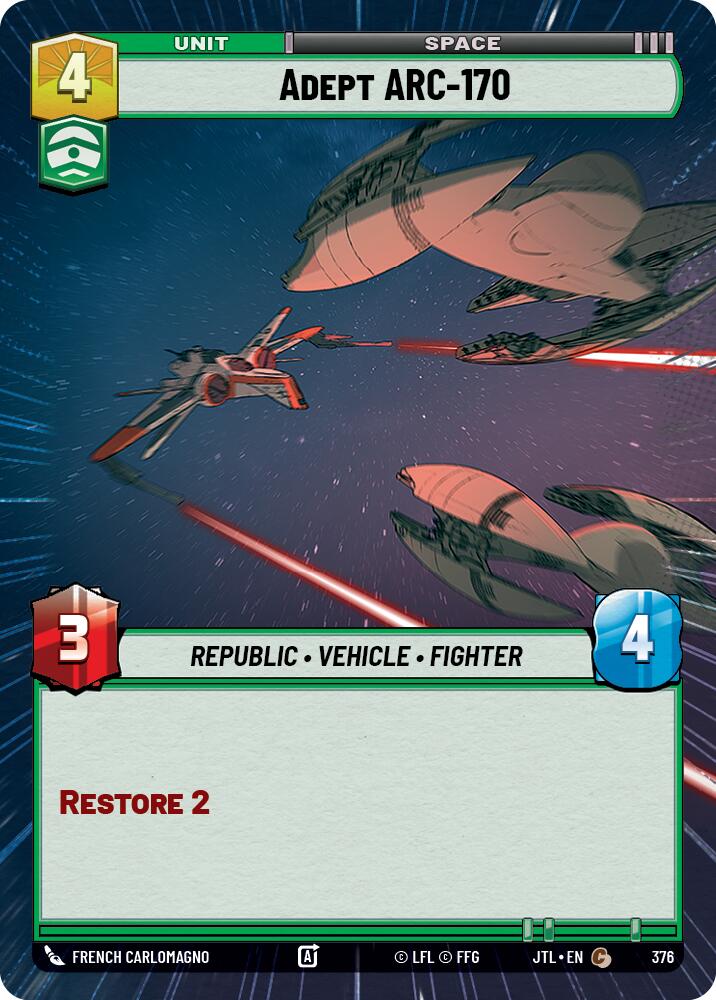 Adept ARC-170 (376) (Hyperspace) (376) [Jump to Lightspeed] | Jomio and Rueliete's Cards and Comics