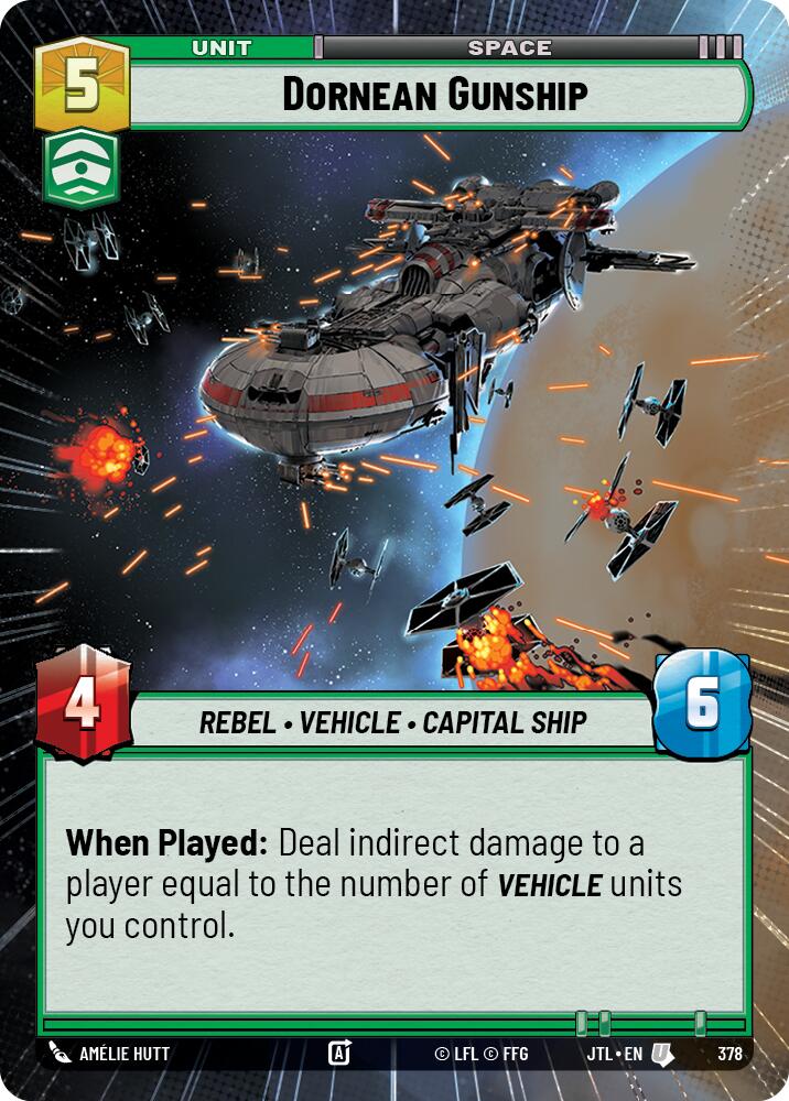 Dornean Gunship (378) (Hyperspace) (378) [Jump to Lightspeed] | Jomio and Rueliete's Cards and Comics