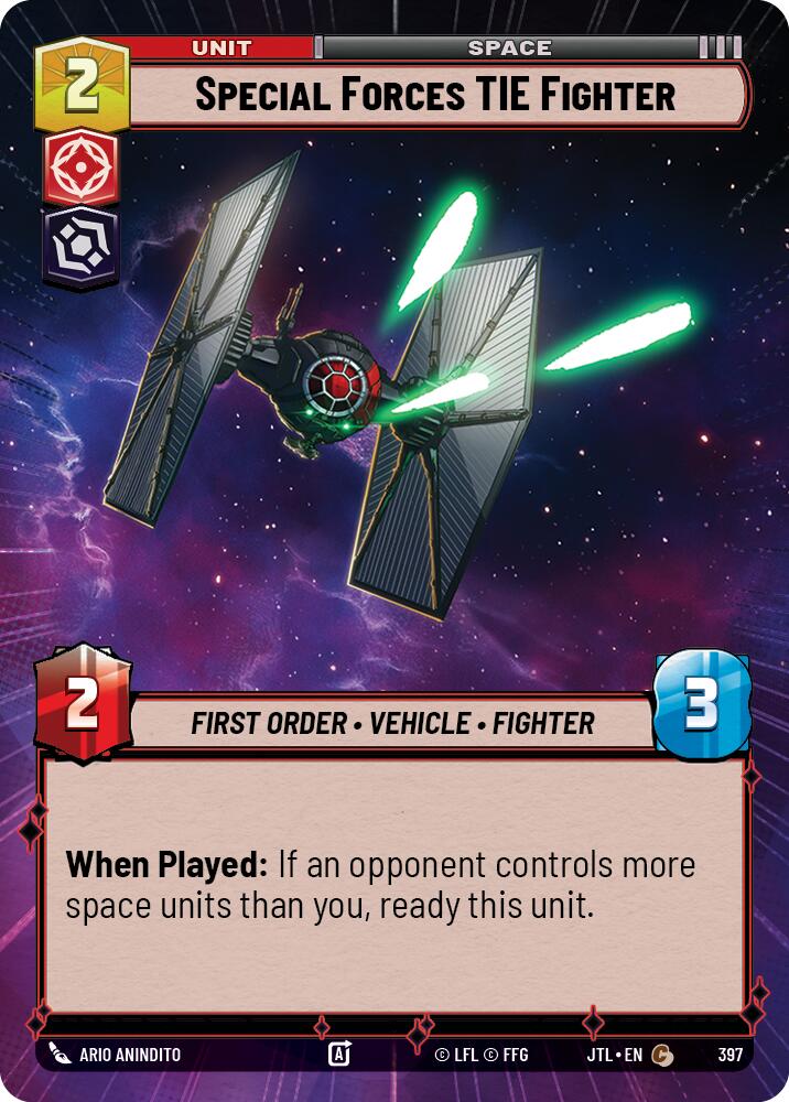 Special Forces TIE Fighter (397) (Hyperspace) (397) [Jump to Lightspeed] | Jomio and Rueliete's Cards and Comics