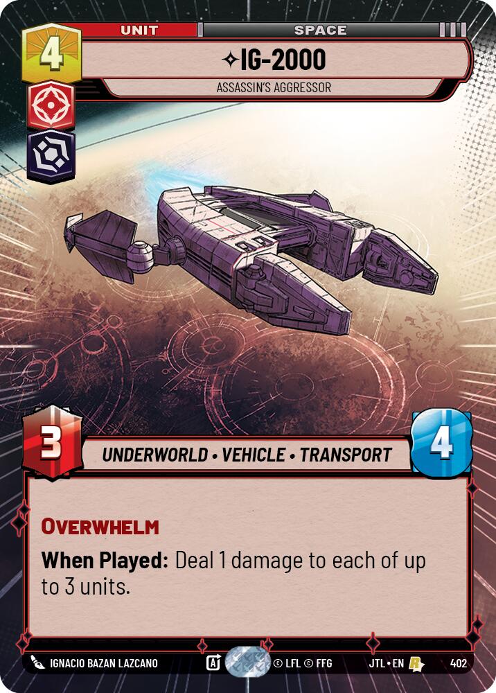 IG-2000 - Assassin's Aggressor (402) (Hyperspace) (402) [Jump to Lightspeed] | Jomio and Rueliete's Cards and Comics
