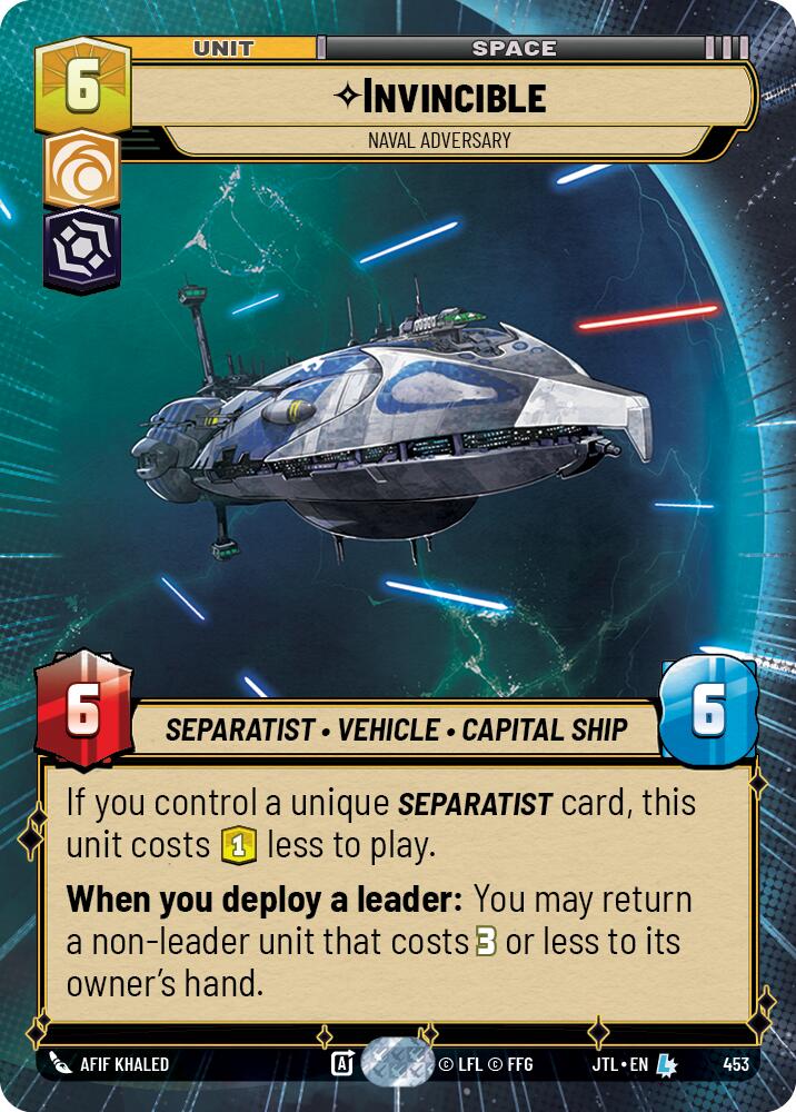 Invincible - Naval Adversary (453) (Hyperspace) (453) [Jump to Lightspeed] | Jomio and Rueliete's Cards and Comics