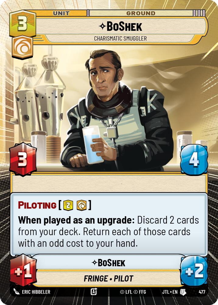 BoShek - Charismatic Smuggler (477) (Hyperspace) (477) [Jump to Lightspeed] | Jomio and Rueliete's Cards and Comics