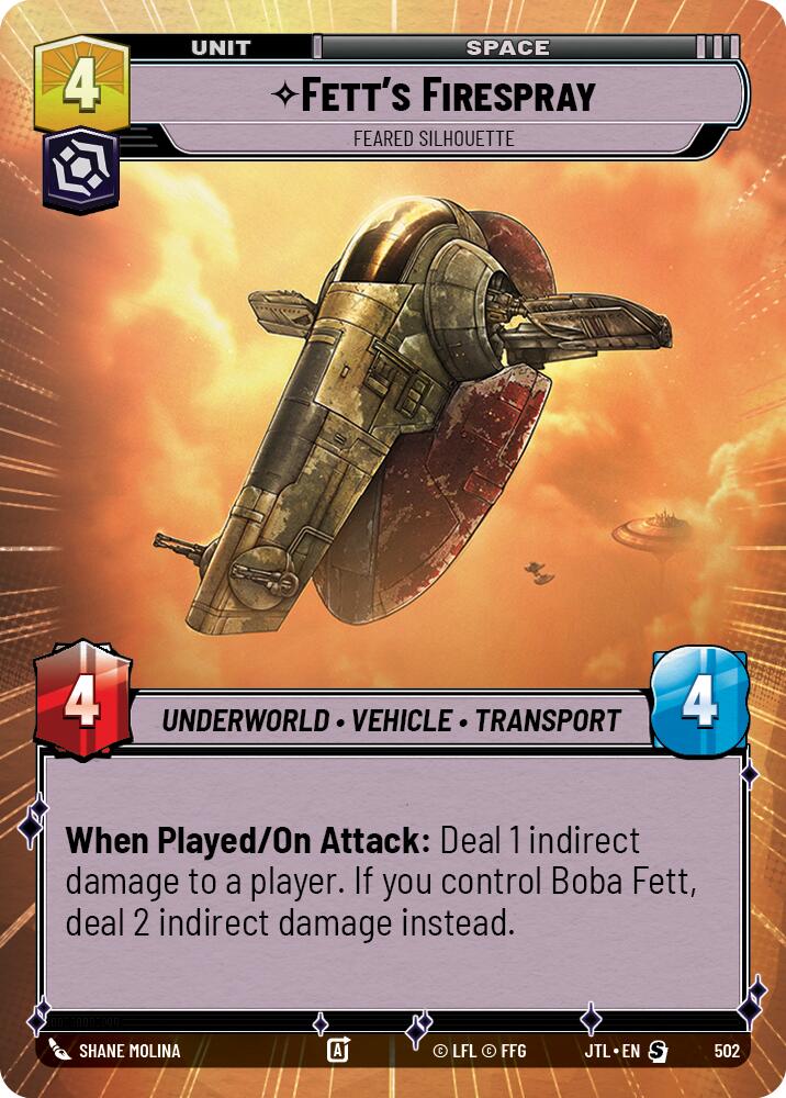 Fett's Firespray - Feared Silhouette (502) (Hyperspace) (502) [Jump to Lightspeed] | Jomio and Rueliete's Cards and Comics