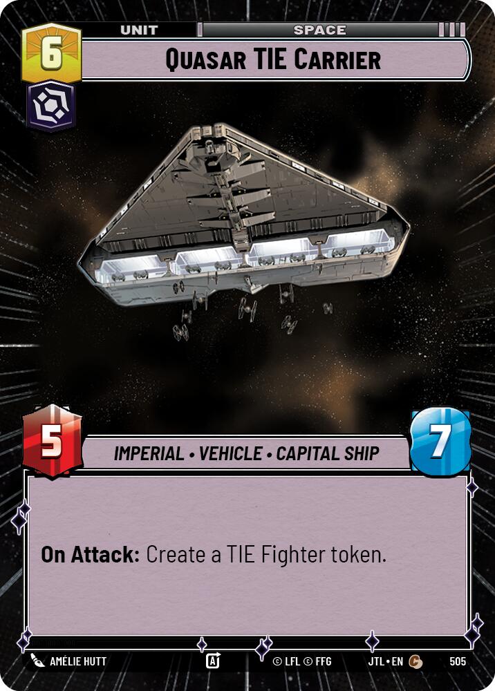 Quasar TIE Carrier (505) (Hyperspace) (505) [Jump to Lightspeed] | Jomio and Rueliete's Cards and Comics
