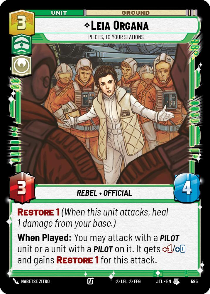 Leia Organa - Pilots, To Your Stations (595) (595) [Jump to Lightspeed] | Jomio and Rueliete's Cards and Comics
