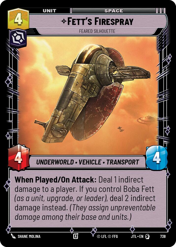 Fett's Firespray - Feared Silhouette (738) (738) [Jump to Lightspeed] | Jomio and Rueliete's Cards and Comics