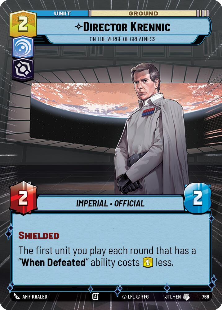 Director Krennic - On the Verge of Greatness (766) (Hyperspace Foil) (766) [Jump to Lightspeed] | Jomio and Rueliete's Cards and Comics