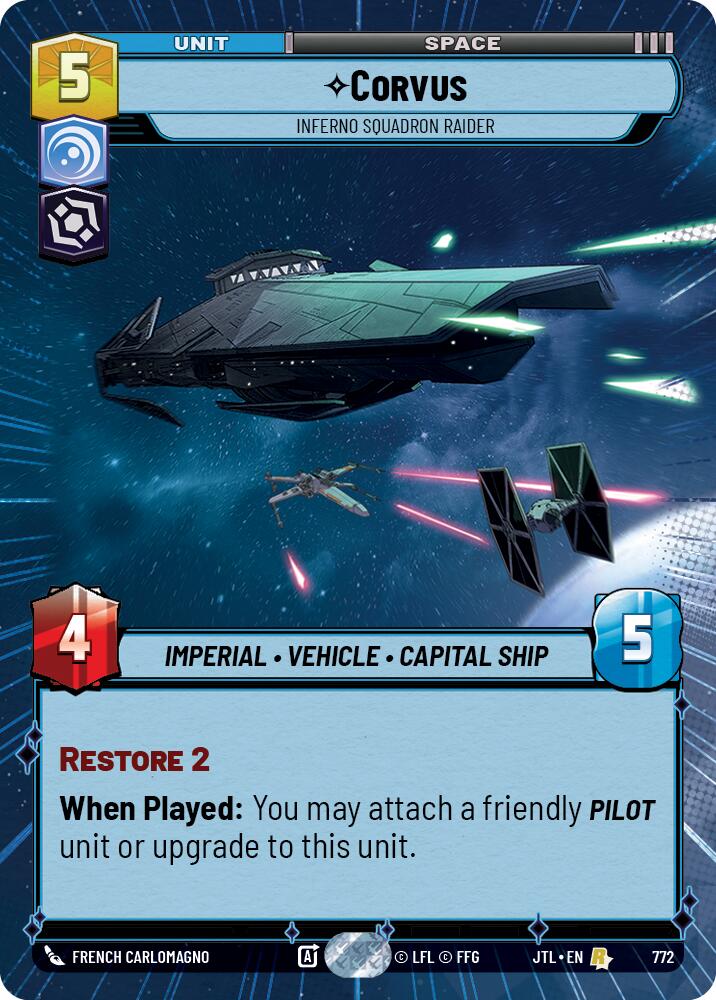 Corvus - Inferno Squadron Raider (772) (Hyperspace Foil) (772) [Jump to Lightspeed] | Jomio and Rueliete's Cards and Comics