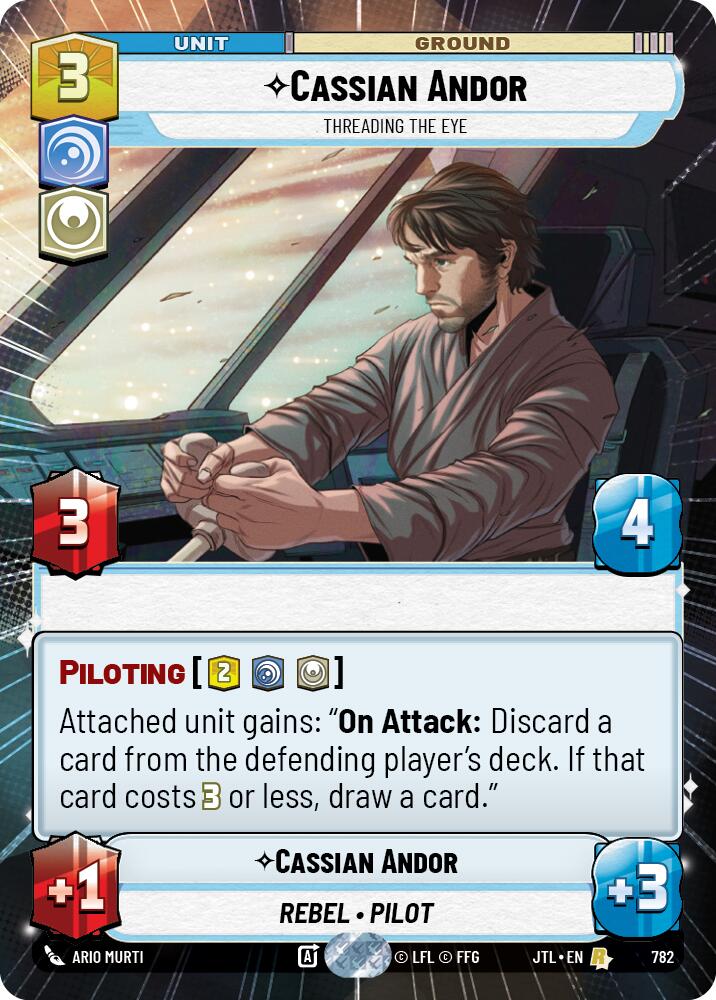 Cassian Andor - Threading the Eye (782) (Hyperspace Foil) (782) [Jump to Lightspeed] | Jomio and Rueliete's Cards and Comics