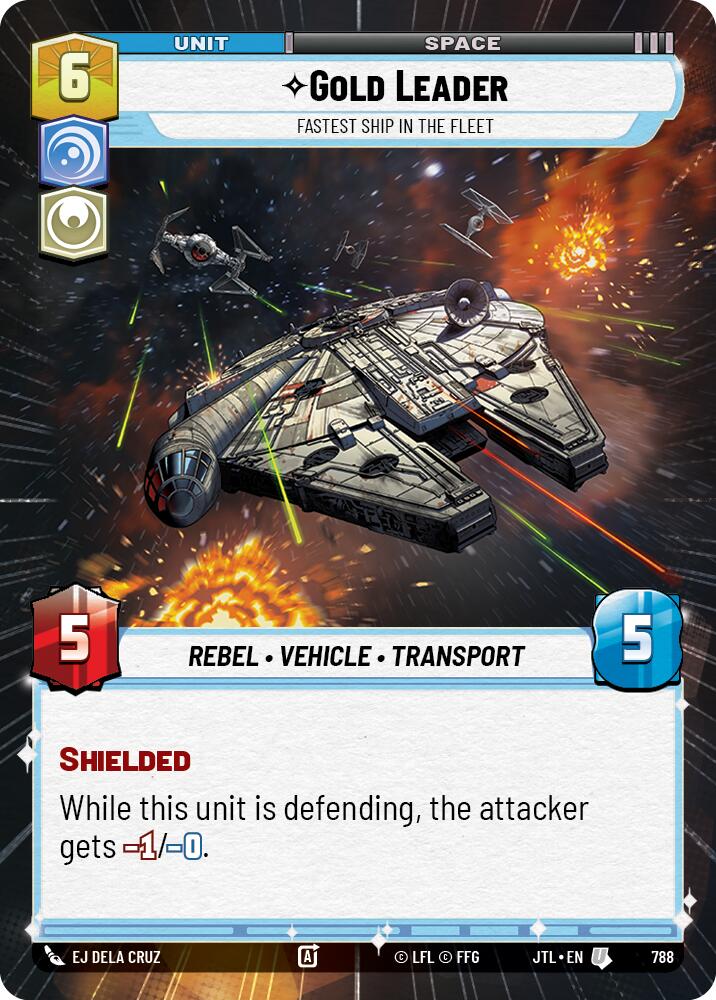 Gold Leader - Fastest Ship in the Fleet (788) (Hyperspace Foil) (788) [Jump to Lightspeed] | Jomio and Rueliete's Cards and Comics