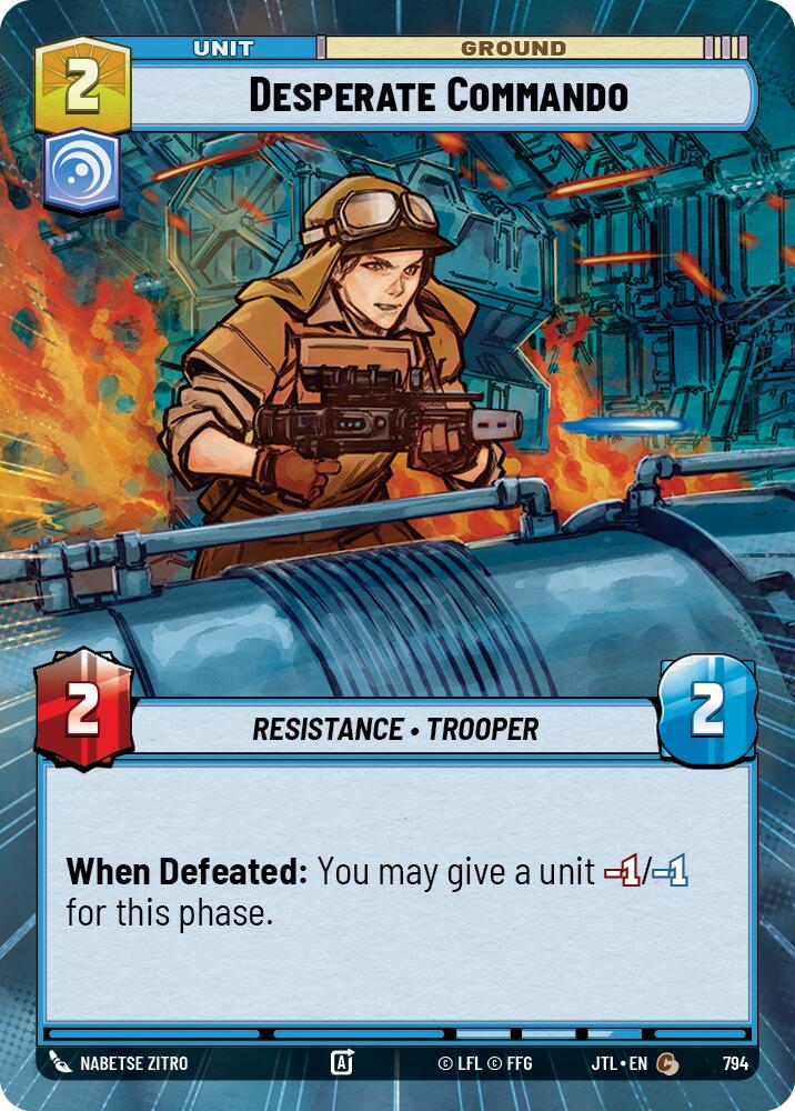 Desperate Commando (794) (Hyperspace Foil) (794) [Jump to Lightspeed] | Jomio and Rueliete's Cards and Comics