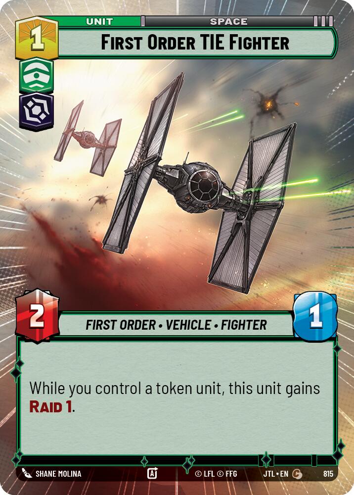 First Order TIE Fighter (815) (Hyperspace Foil) (815) [Jump to Lightspeed] | Jomio and Rueliete's Cards and Comics