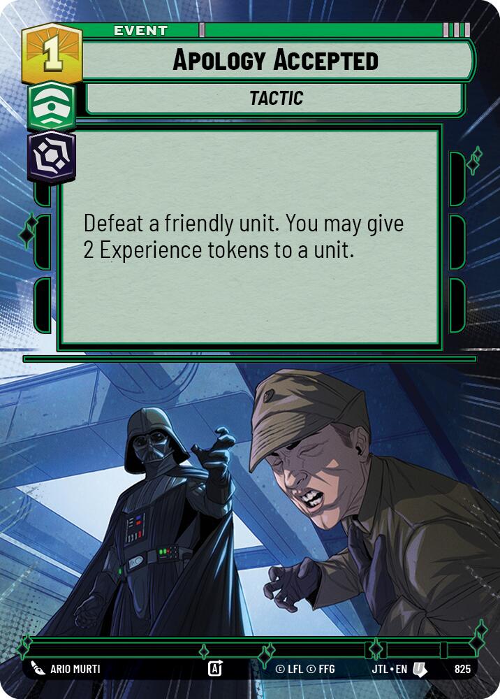 Apology Accepted (825) (Hyperspace Foil) (825) [Jump to Lightspeed] | Jomio and Rueliete's Cards and Comics