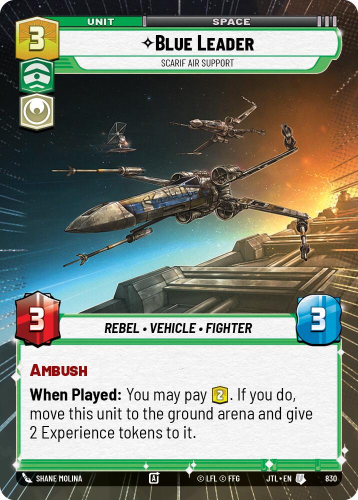 Blue Leader - Scarif Air Support (830) (Hyperspace Foil) (830) [Jump to Lightspeed] | Jomio and Rueliete's Cards and Comics