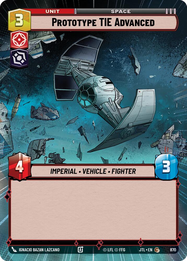 Prototype TIE Advanced (870) (Hyperspace Foil) (870) [Jump to Lightspeed] | Jomio and Rueliete's Cards and Comics