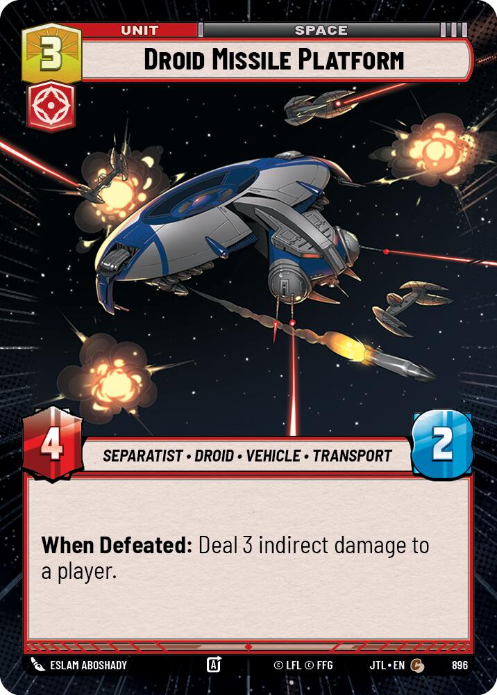 Droid Missile Platform (896) (Hyperspace Foil) (896) [Jump to Lightspeed] | Jomio and Rueliete's Cards and Comics