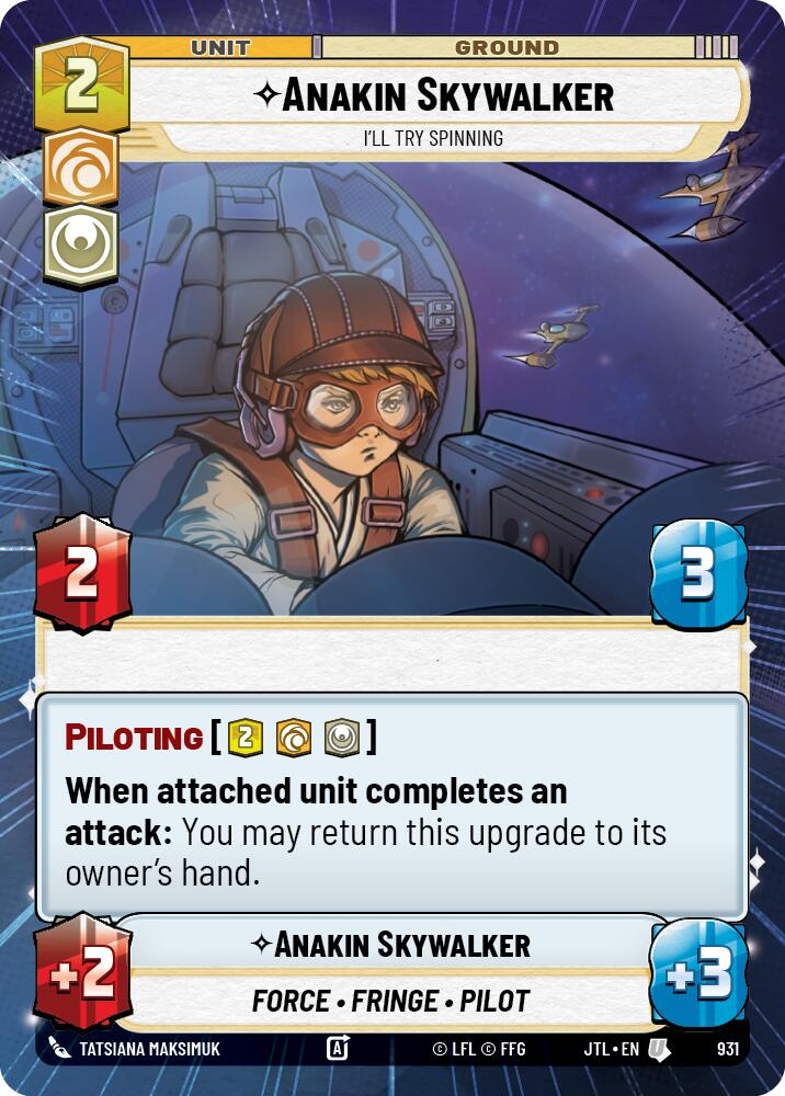 Anakin Skywalker - I'll Try Spinning (931) (Hyperspace Foil) (931) [Jump to Lightspeed] | Jomio and Rueliete's Cards and Comics