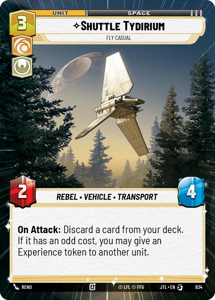 Shuttle Tydirium - Fly Casual (934) (Hyperspace Foil) (934) [Jump to Lightspeed] | Jomio and Rueliete's Cards and Comics